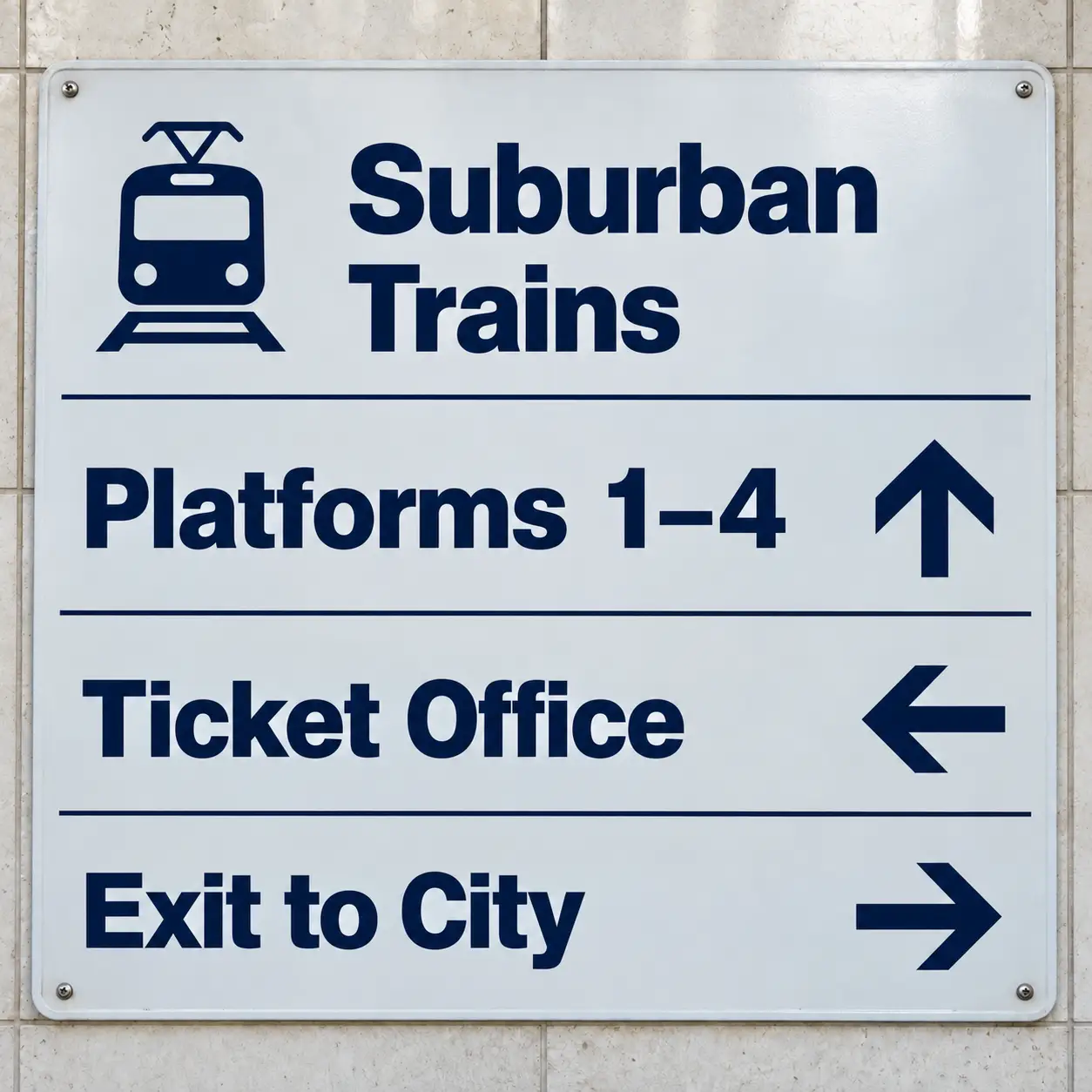 An English station sign demonstrates image translation from the image translator, retaining platform numbers, transport symbols, and direction arrows in this travel focused picture translator example.